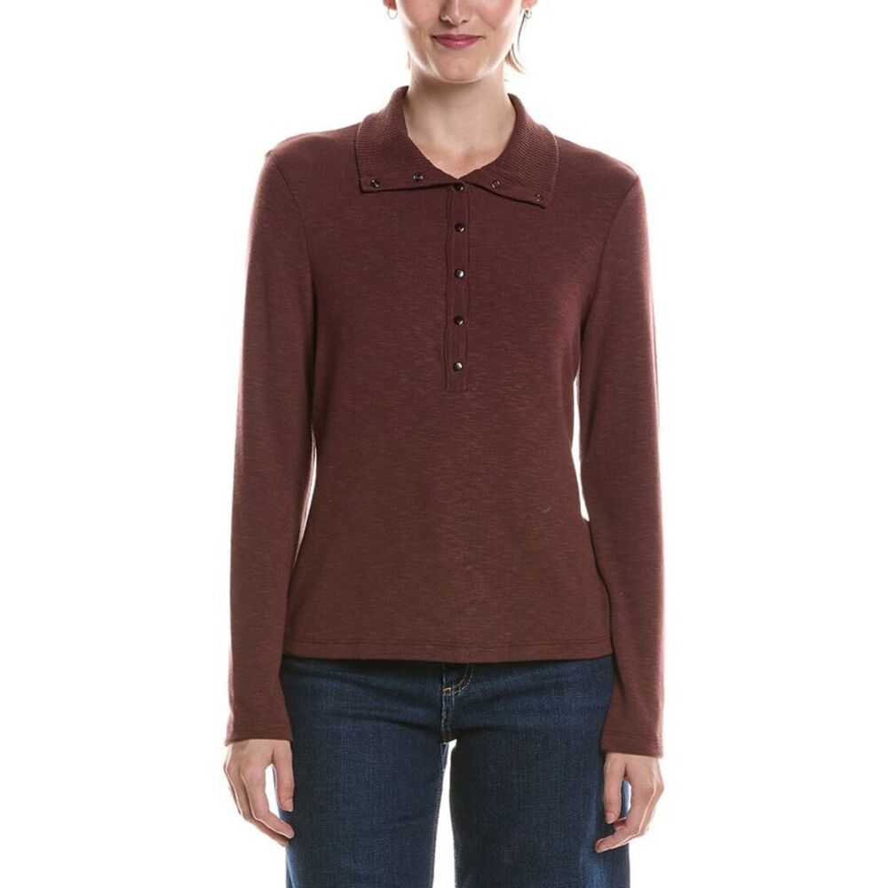 Michael Stars Womens Issa Rib Mix Henley, Brown